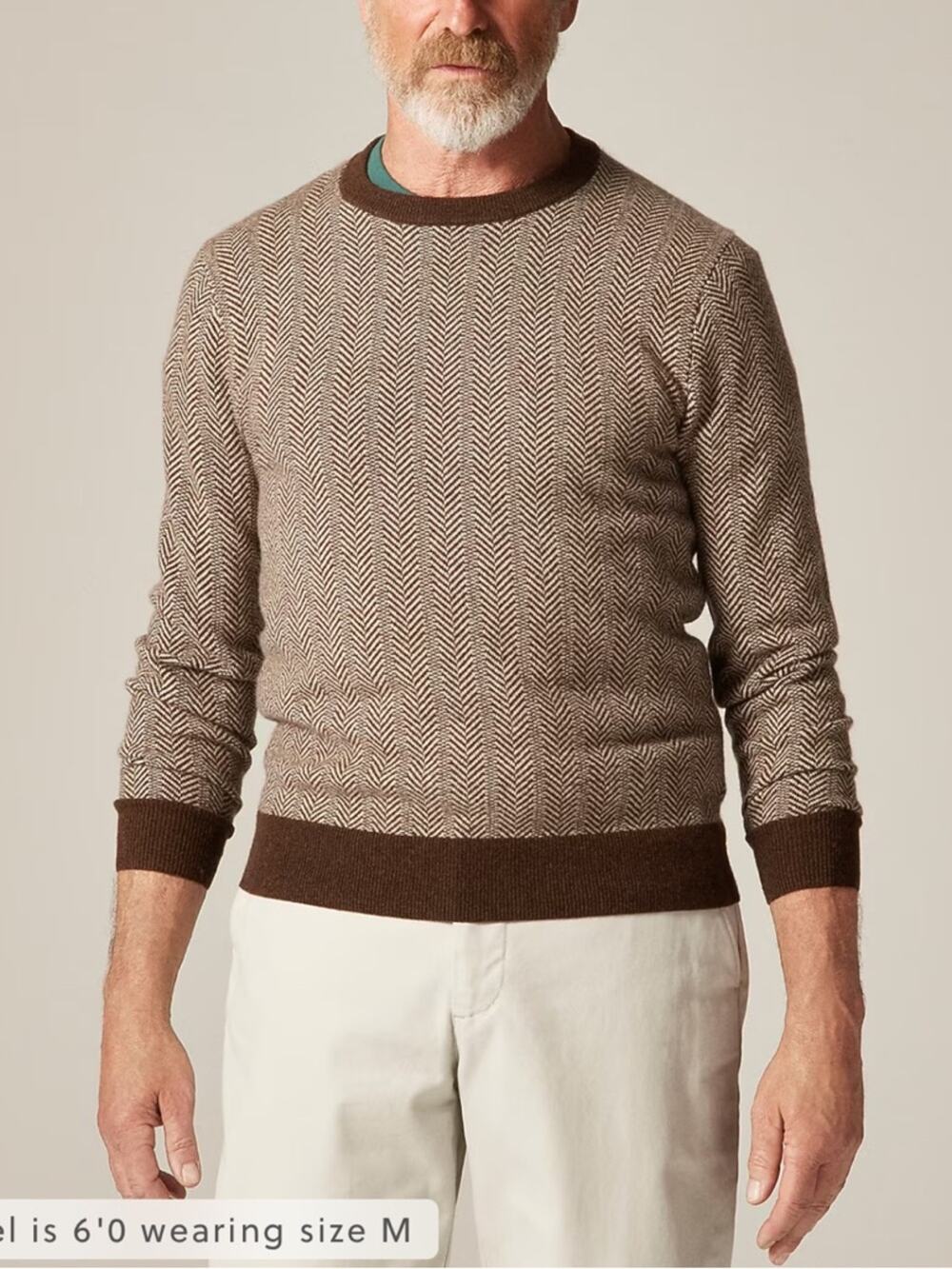 J.Crew Cashmere crewneck sweater in jacquard herringbone